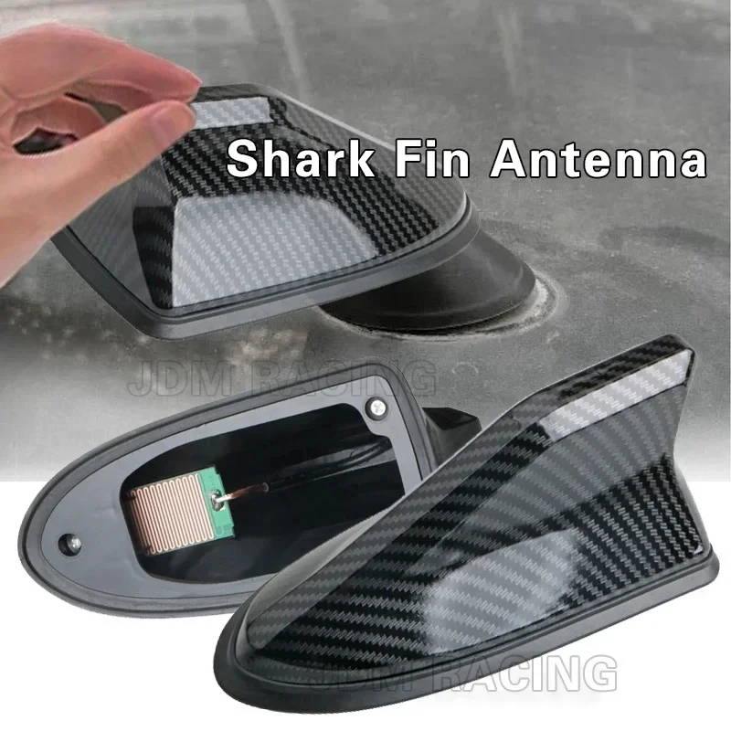 16cm Universal Carbon Fiber Look Car Roof Top Mount Shark Fin Aerial Antenna Toppers Auto Radio AM FM Antenna Signal Amplifier