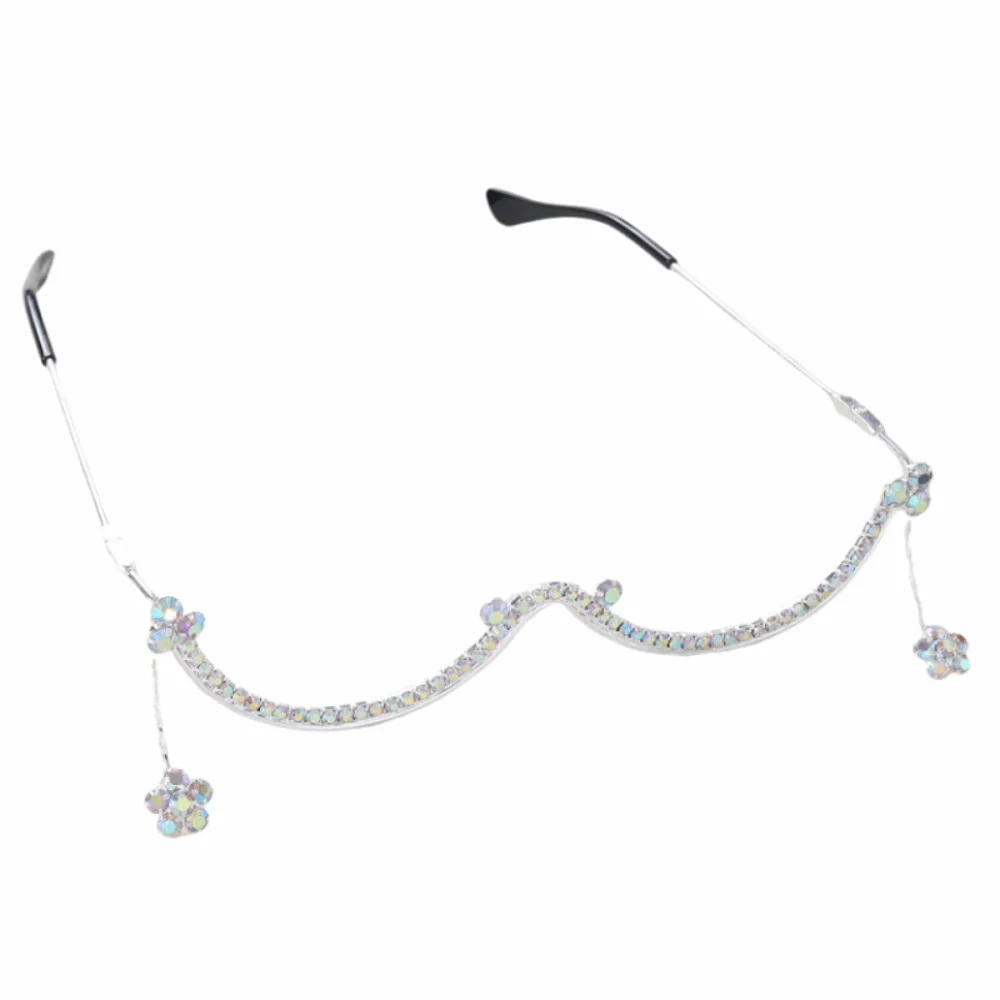 

Fashion Sparkling Rhinestone Glasses Frames Y2k Light Luxury Rhinestone Mask Jewelry Creative Metal Girl Face Decoration Gift