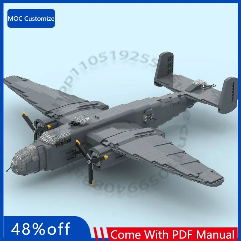 2206 PCS 워 시리즈 B-25 미첼 MOC 맞춤형 모듈식 빌딩 블록 기술 창의 디자인 모델 DIY 장난감 생일 선물