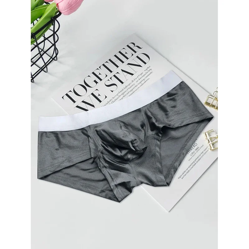 Comfortable Boxer Briefs for Men Youth Pure Color Simple Style Personalized Square Shorts 1pc Flat Angle Underwear for Men