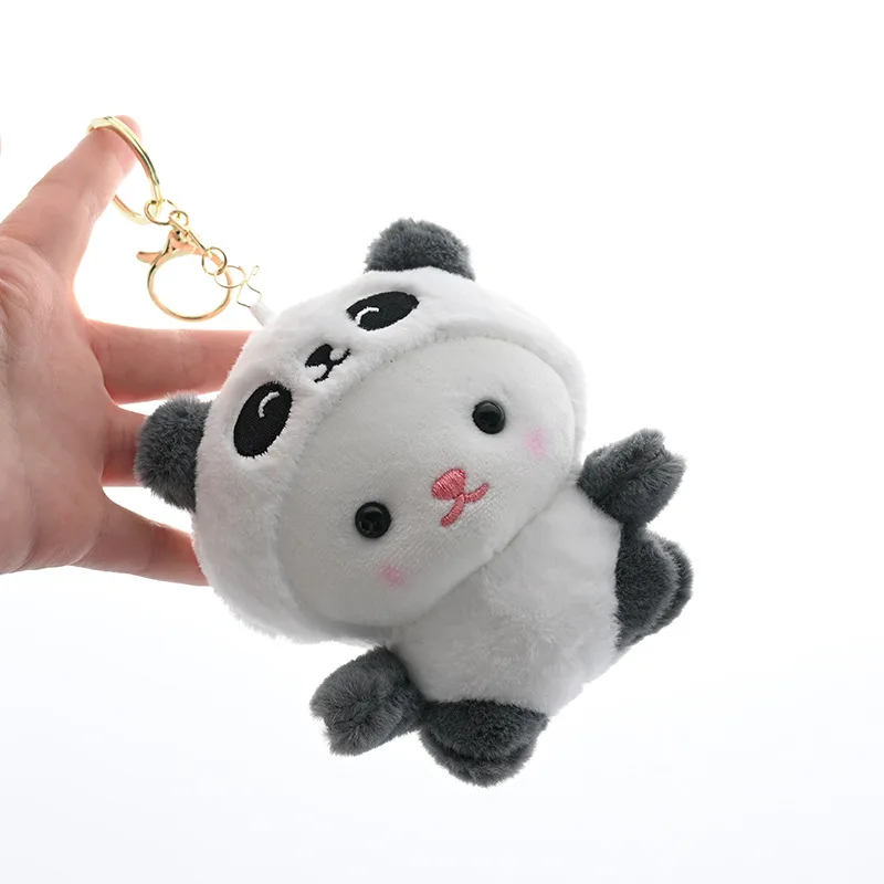 Nieuwe Schattige Geurige Cross Dressing Panda Zacht Pluche Speelgoed Sleutelhanger Mode Versieren Lieve Machine Pop Cadeau