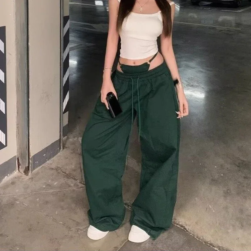 

Lace Up Gyaru Streetwear Green Y2k Cargo Pants Women Harajuku American Retro Baggy Casual Sweatpants Hip Pop Trousers Pantalons