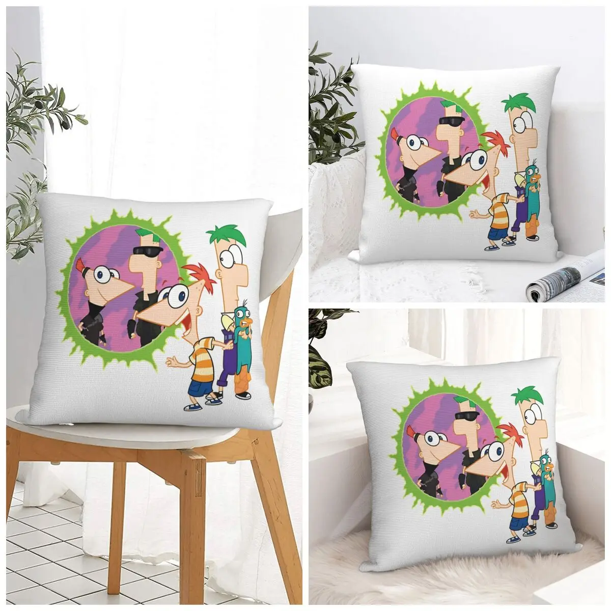 P-Phineas و F-FerbS كيس وسادة موردن غطاء وسادة البوليستر تصميم غطاء الوسادة سادات لكرسي أريكة ديكور المنزل