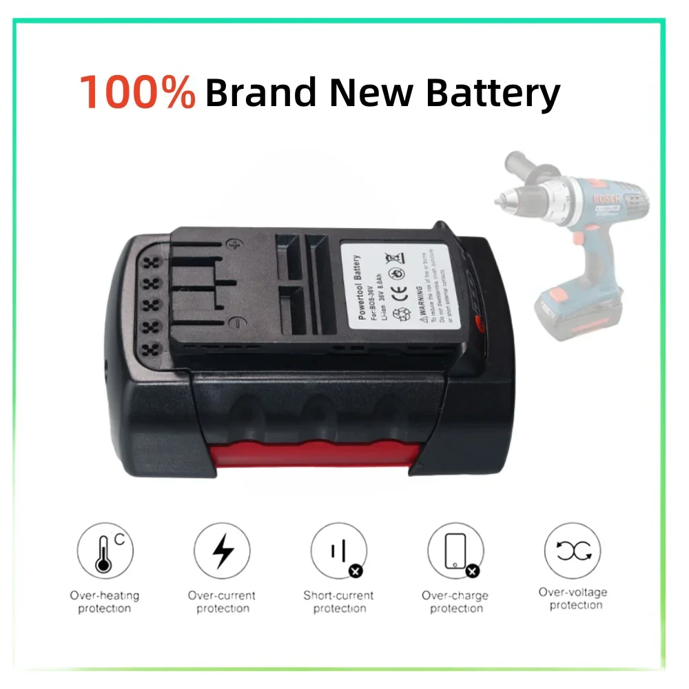 Replacement Batteries Lithium-Ion for BOSCH 8000/10000mAh 36V Li-ion Rechargeable Battery BAT810 BAT836 BAT840 GBH36V-LI Power T