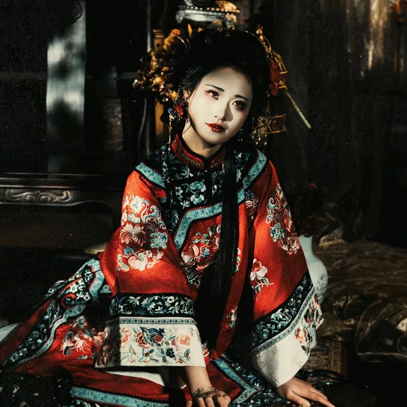 

Halloween Retro Chinese Horror Hanfu Wedding Dress Ghost Cosplay Costume Bride Traditional Cheongsam Qipao Suit Women Roleplay