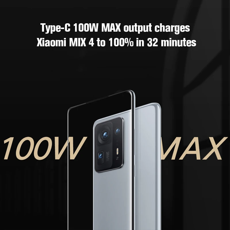 Xiaomi Mi 100W MAX 1A1 Car Charger Fast Charging Dual-port USB-A USB-C Smart Device Fully Compatible With Light Effect Display