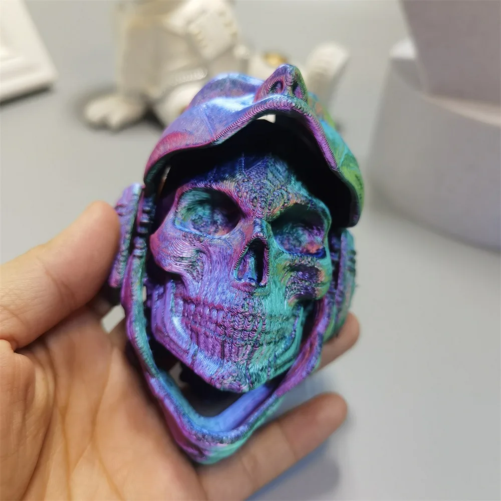 

Funny Machined 3D Printing Mask Model Flip Pla Skull Mask Model Colorful Skull Decoration Knight Mask Toy Halloween Gift