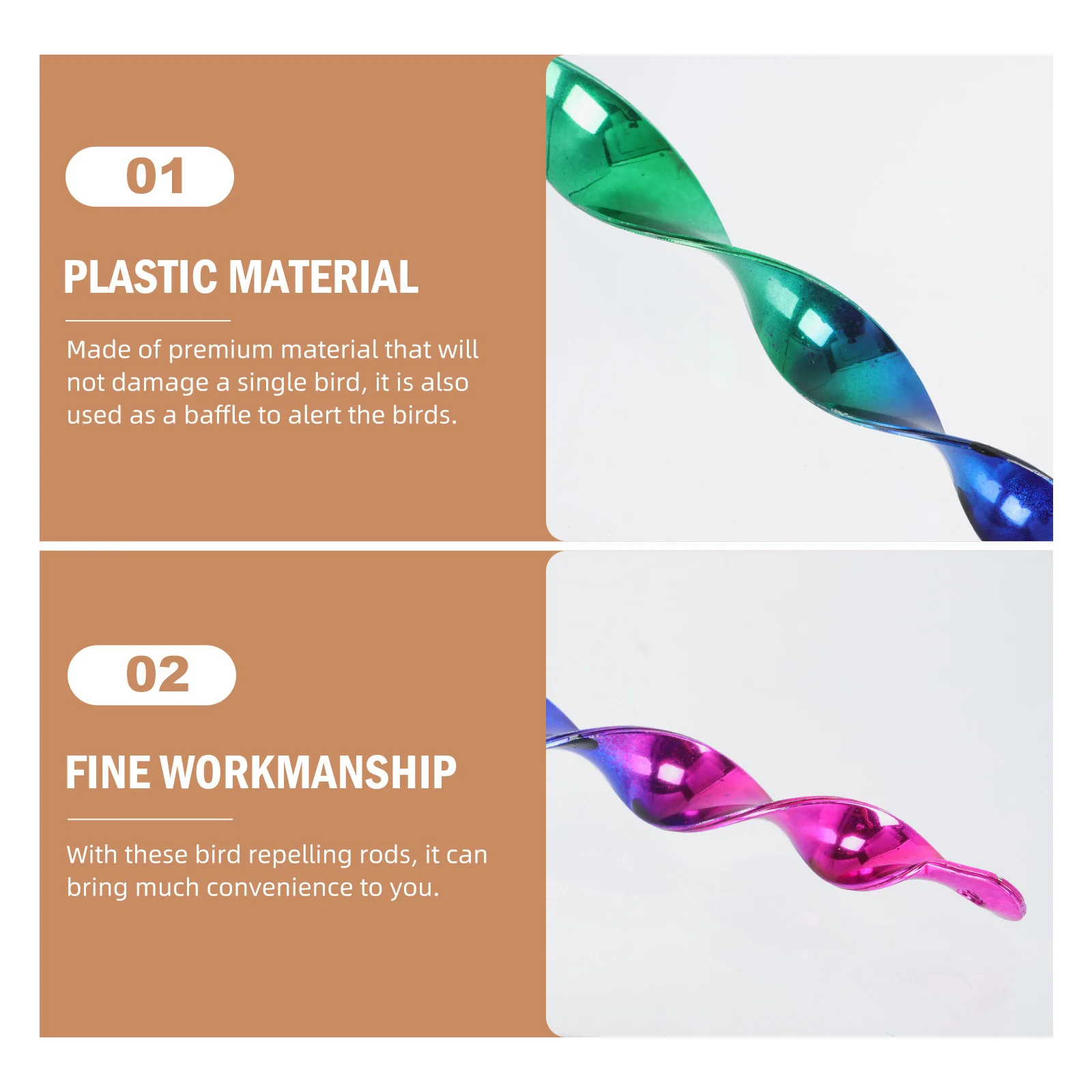 

4 Pcs Premium Plastic Bird Repellent Sticks Reflective Spiral Rods Devices Keep Birds Away Garden Supplies Scare Tools