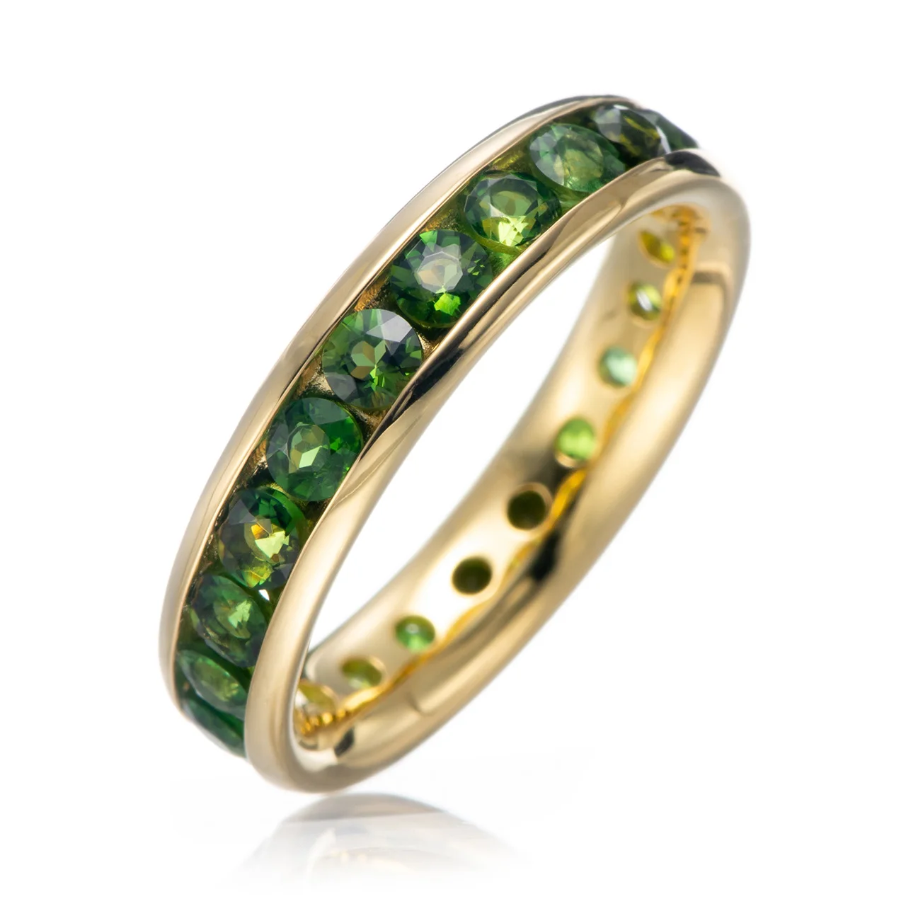 Green tourmaline 18k Yellow Gold Over Sterling Silver Ring