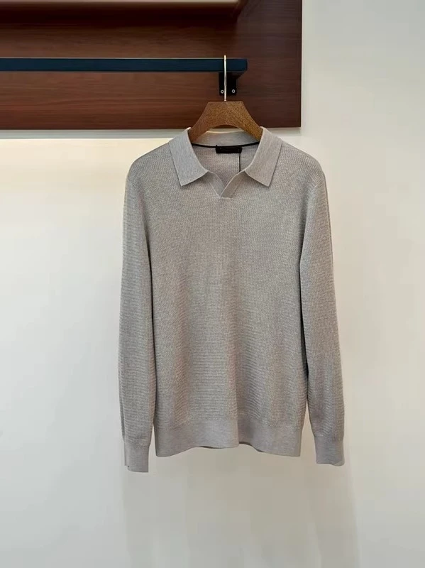 

LP wool blended cashmere Haiou collar casual embroidered polo shirt