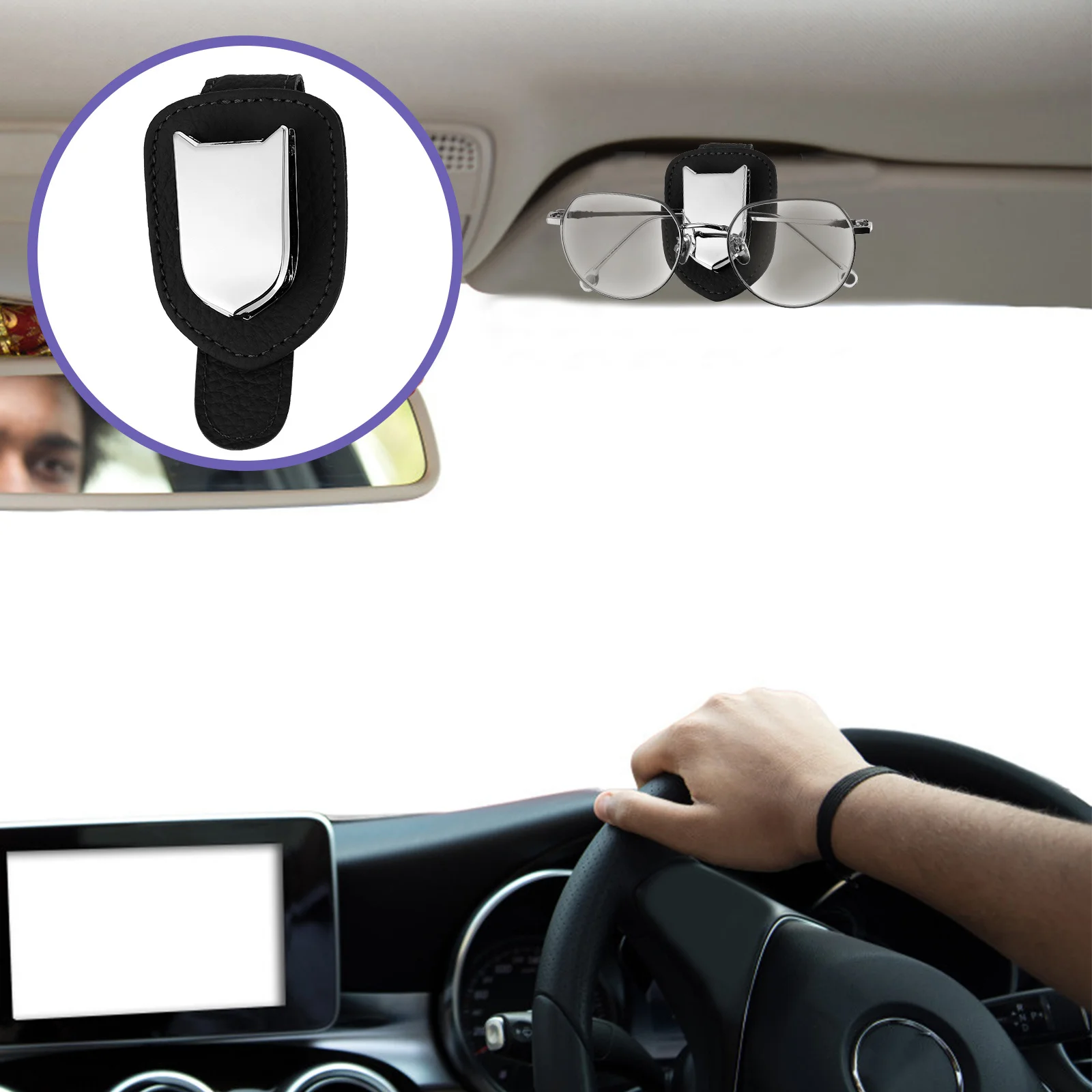 

Universal Car Glasses Holder Zinc Alloy Clip Car Visor Sunglasses Organizer Easy Installation Visor Organizer