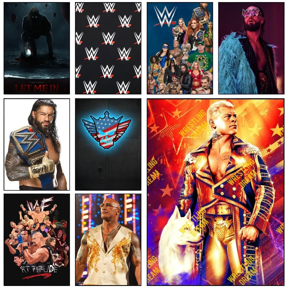 1 قطعة العالم المصارعة Wwe المشارك ذاتية اللصق الفن مقاوم للماء ورقة ملصق مقهى بار غرفة جدار ديكور