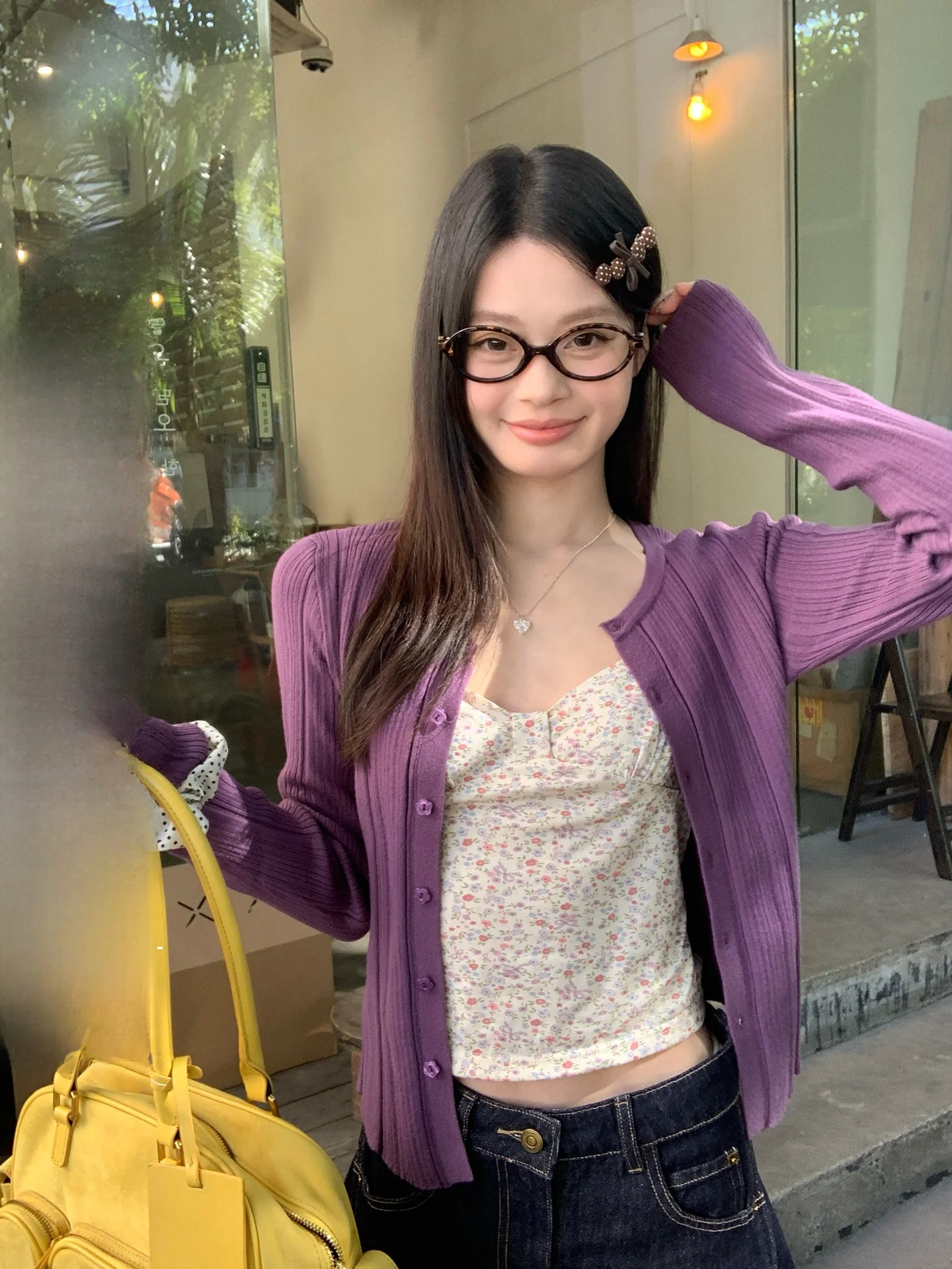 

Фиолетовый вязаный кардиган для женщин, новинка ранней весны, корейский стиль, приталенный, модный, трендовый, для девушек, верхняя одежда