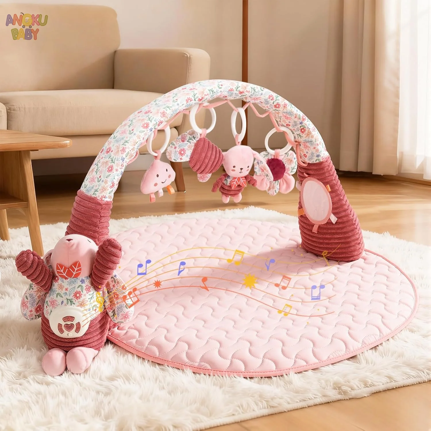 

3 in 1 Baby Activity Gym Thickened Play Mat with Toys Multi-Texture Baby Activity Center for Tummy Time Sitting Crawling Sensory