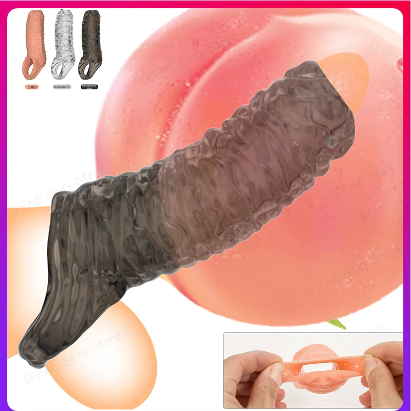 

Sexy Toys Reusable Penis Sleeve Dildo Silicone Cock Rings Delay Ejaculation Clit Stimulation Penis Enlargemt Nozzle Erotic Toys