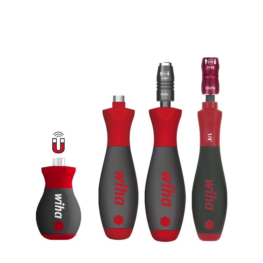 WIHA Strong Magnetic Screwdriver with SoftFinish® Bit Holder Non-slip Screwdriver Handle for Holding Bits and Screws NO.25874
