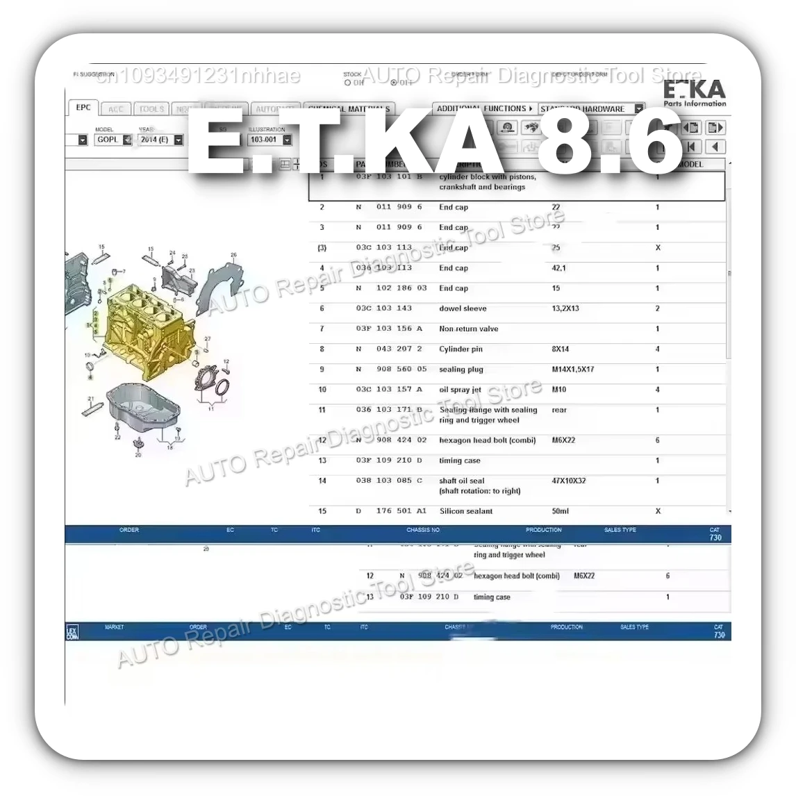 2025 ¡CALIENTE! Software Etka 8,6, Software de reparación de automóviles, grupo de vehículos, catálogo de piezas electrónicas para A-udi para V-W SE/AT+SKO/DA ETKA