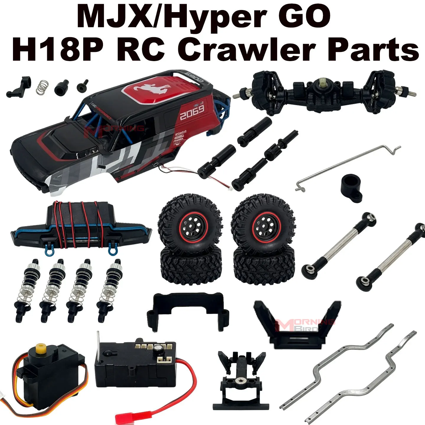 MJX Hyper Go 1/18  H18P RC Crawler Car Parts Steering Links Drive Shaft  Shock Absorbers  Front Bumper Tires Gearbox​  Gear
