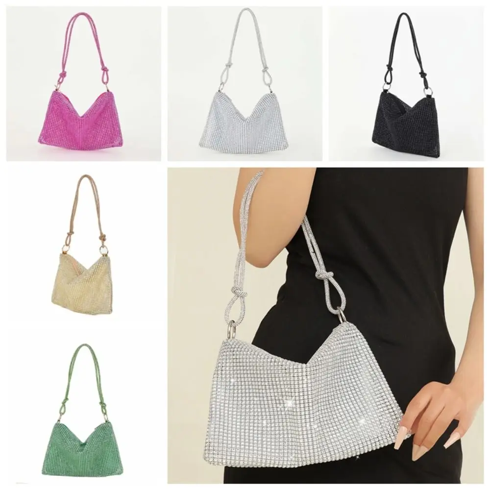 

French Shiny Evening Banquet Bag Temperament Underarm Bag Glitter Shoulder Bag Chain Small Purse Rhinestone Hand Bag Wedding