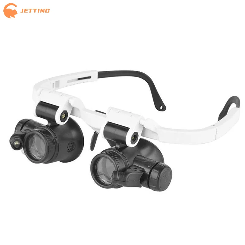 (New) 1Pcs 8X/15X/23X Magnifying Glass Jeweler Watchmaker With LED Light Telescopic Headband Magnifier Glasses