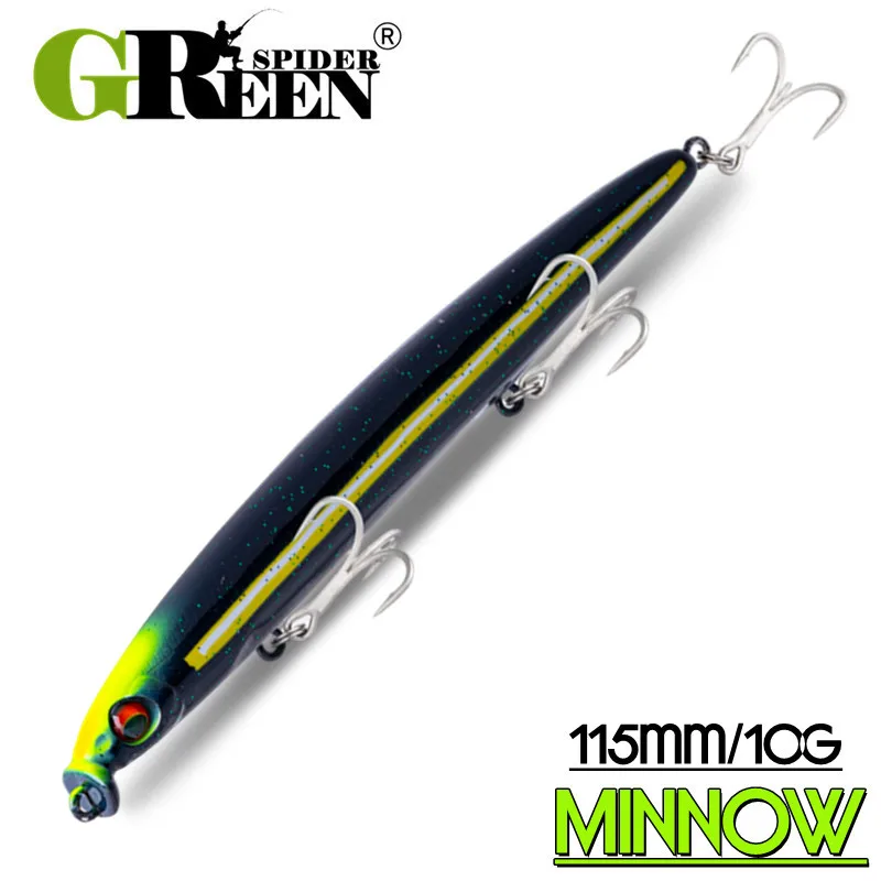 GREENSPIDER Minnow Fishing Lures Sinking Wobblers Short Lip Megabass Bait 115mm 10g  3D Fisheyes Hard Bait Long Casting