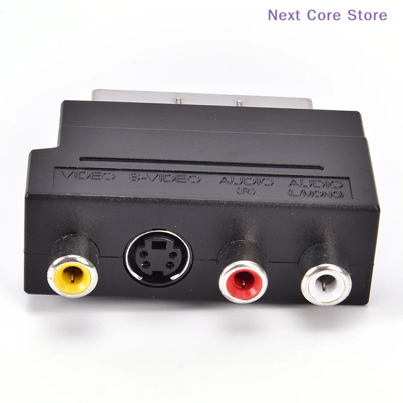 [NC]SCART Adaptor AV Block To 3  Phono Composite S-Video With In/Out Switch GOLD[NC]
