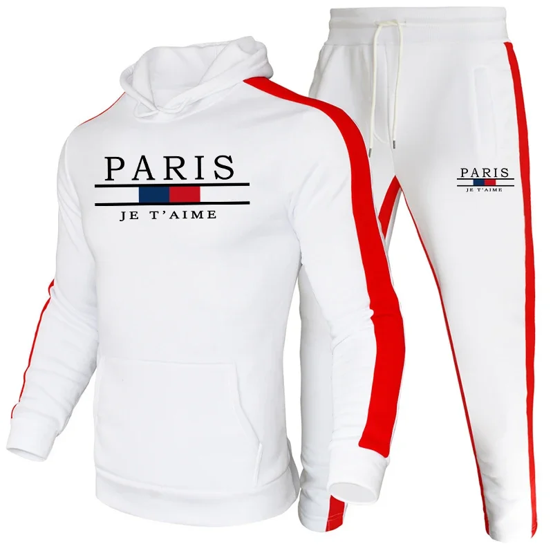New autumn and winter warm and thickened men's sportswear set, outdoor fashion long-sleeved men's hoodie and pants 2-piece set