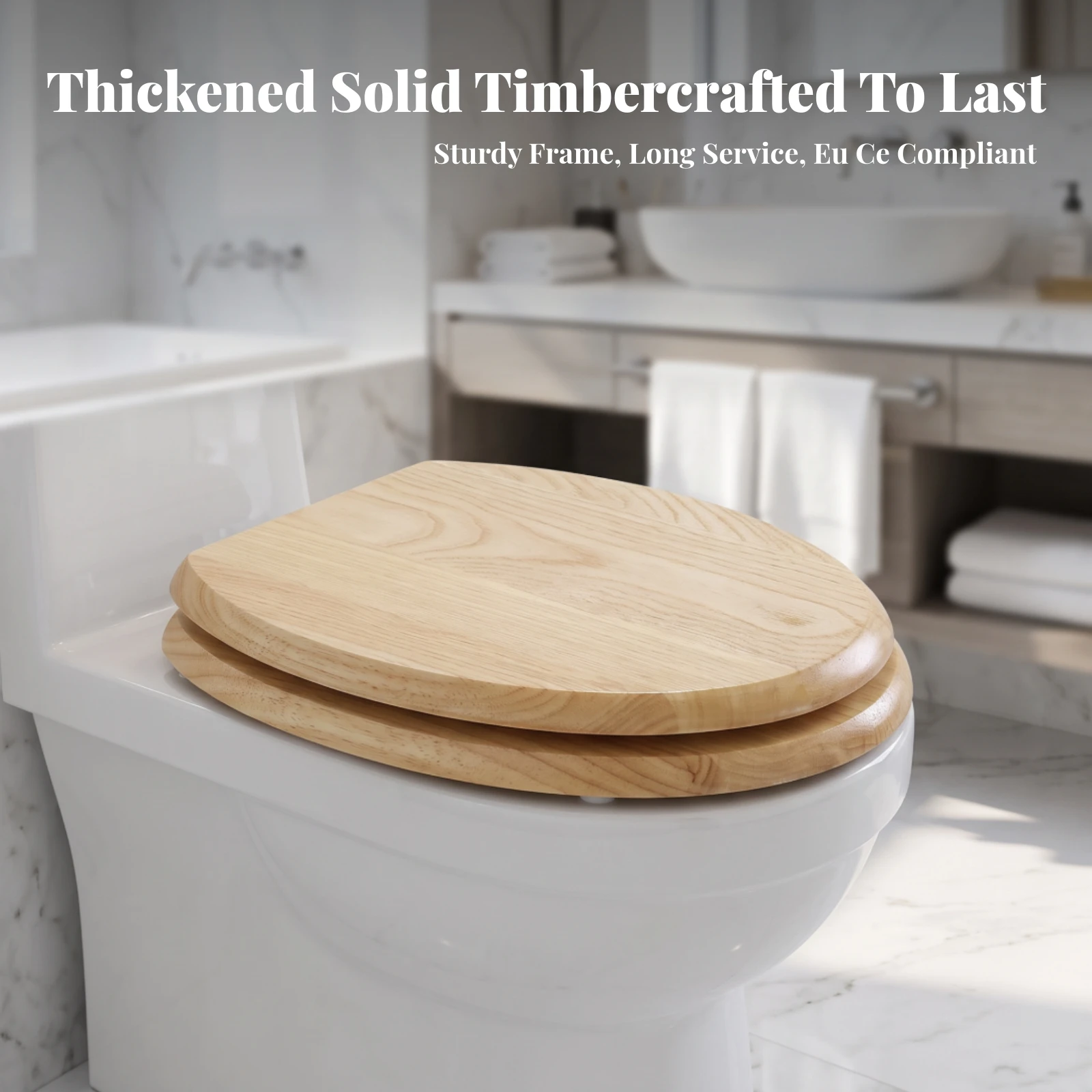 Wooden Toilet Seat Long-Lasting V-Shaped Toilet Seat Heavy Duty Comfortable for Homeowners, Bathroom, Apartment