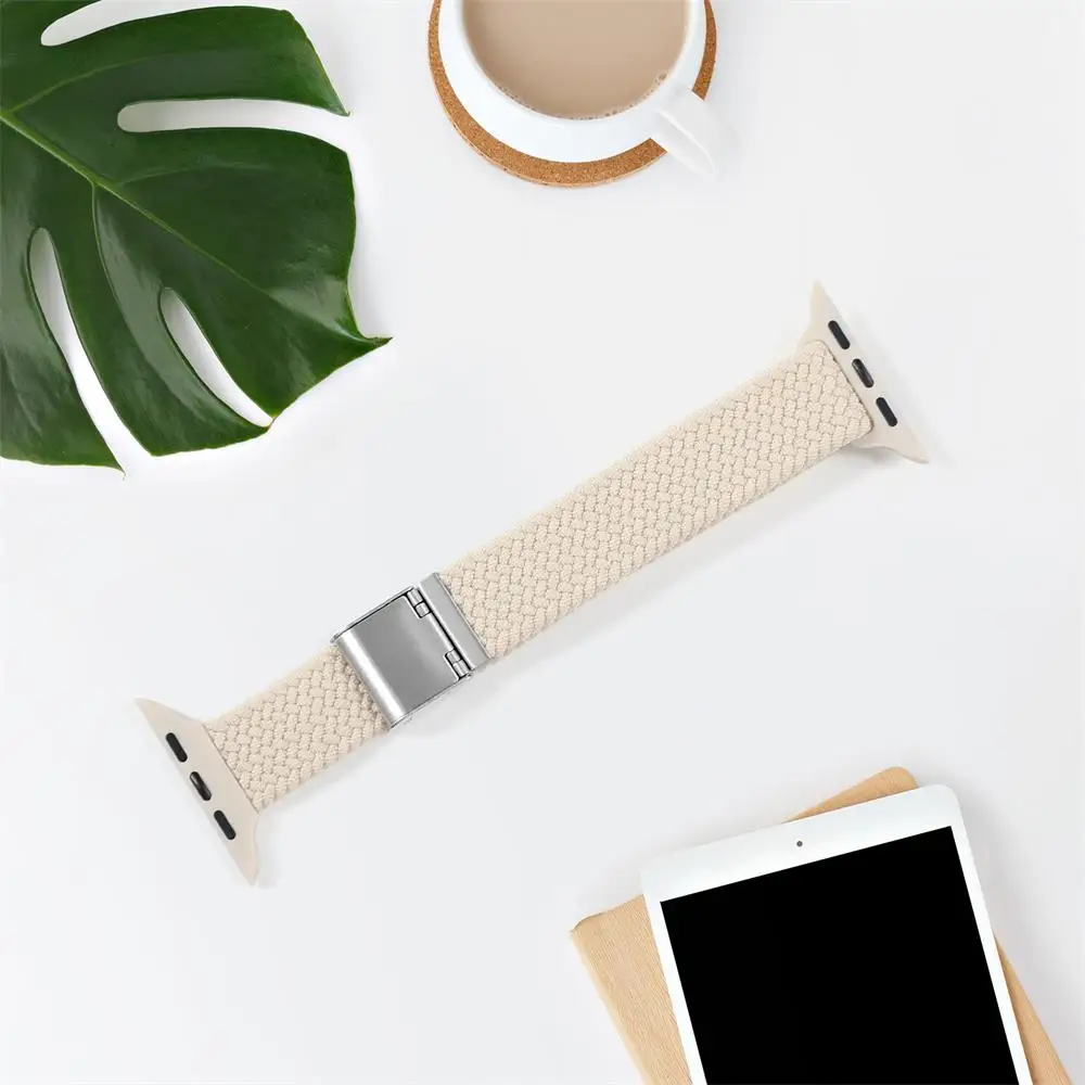 strap For Apple watch band 40mm 41mm 44mm 45mm 38mm 49mm Slim Braided Solo Loop Elastic bracelet iWatch series 7 3 6 se 8 ultra