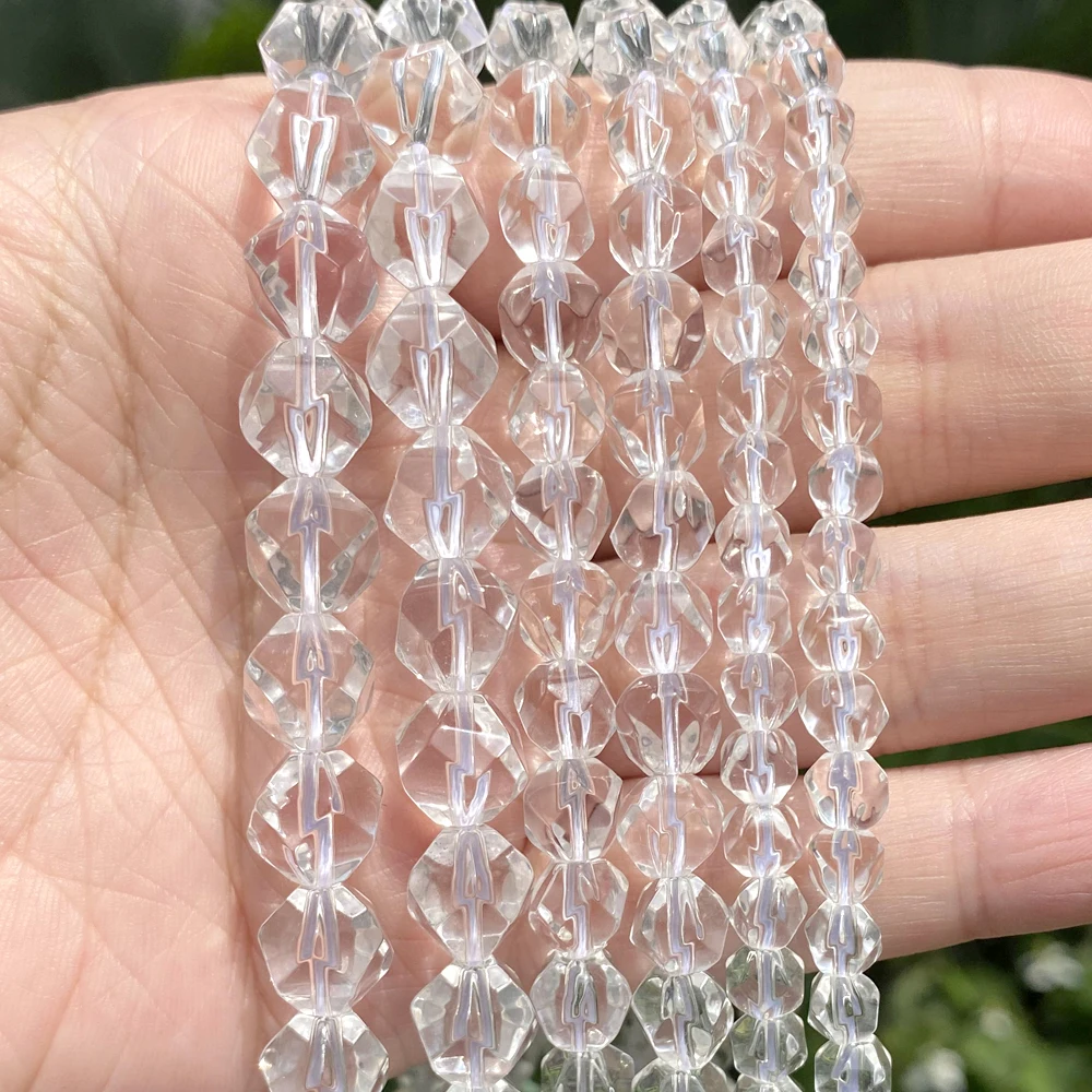 

Natural Faceted White Crystals Stone Loose Spacer Beads For Jewelry Making DIY Bracelet Handmade 6 8 10mm