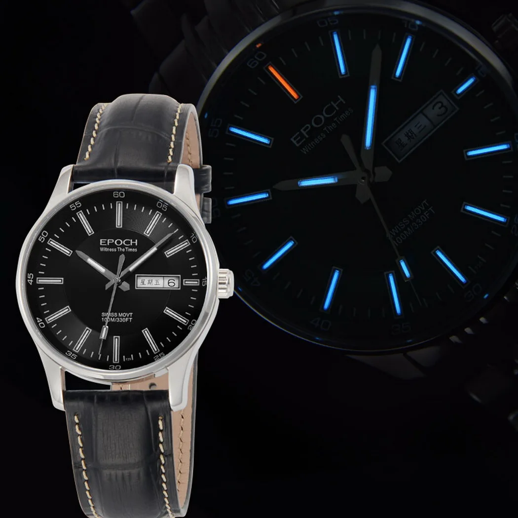 EPOCH Men Luxury Watch 40mm Fashion Quartz Wristwatch Luminous