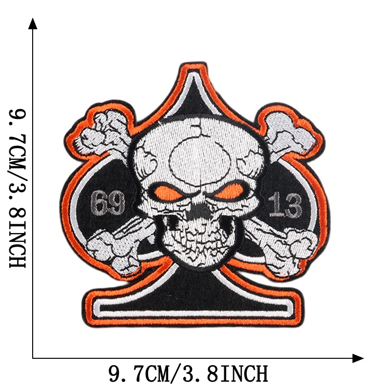 Punk Patches Eisen auf für Kleidung Designer Schädel Outdoor bestickt Parche Bordado Para Ropa Termoadesive Rock Nähen Diy Jacke – Detail 17