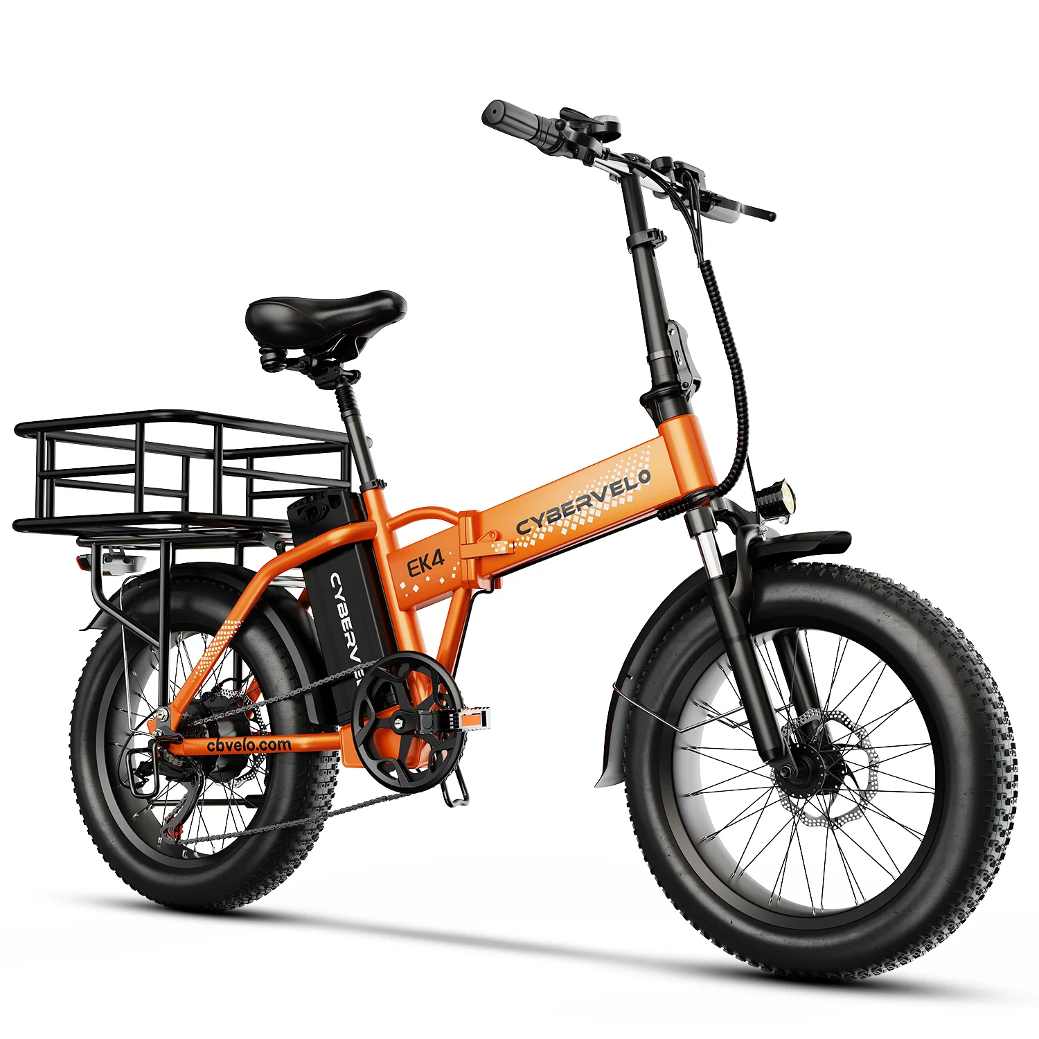 Cybervelo 1000W Peak High-speed Brushless Folding 20 Inch Fat Tire Electric Bike for Adults 48V 20.8Ah/50Ah Removable Battery 80 Miles Range Commuter E-Bicycle EK4 image 10