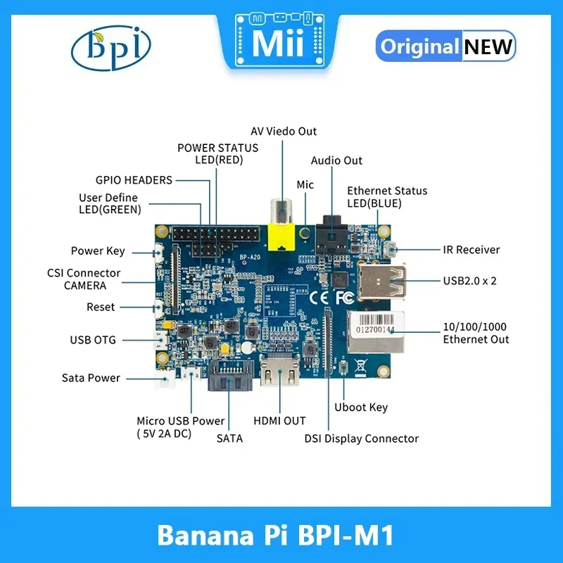 Imagem -02 - Banana pi Bpi-m1 Allwinner A20 Memória 1g Ddr3 Placa Android Linux os Saída Hdmi Open Source Eletrônica Inteligente Placa Única