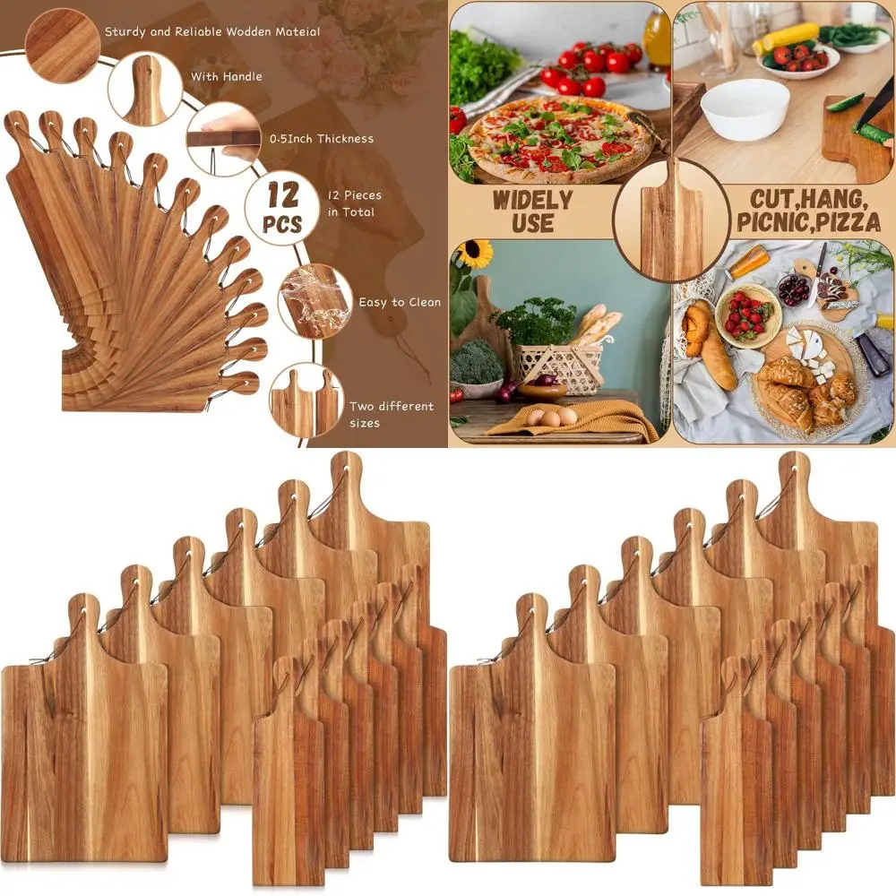 

Acacia Wood Cutting Boards Set, 12 Pieces, 16x10 and 16x5 Inches, Ideal for Kitchen Gifts