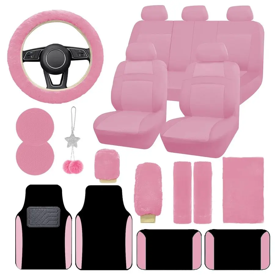 

Seat Cover Full Set for Women with Waterproof Floor Mats,3D Air Mesh Car Seat Cover with 5mm Composite Sponge Inside,Universal F