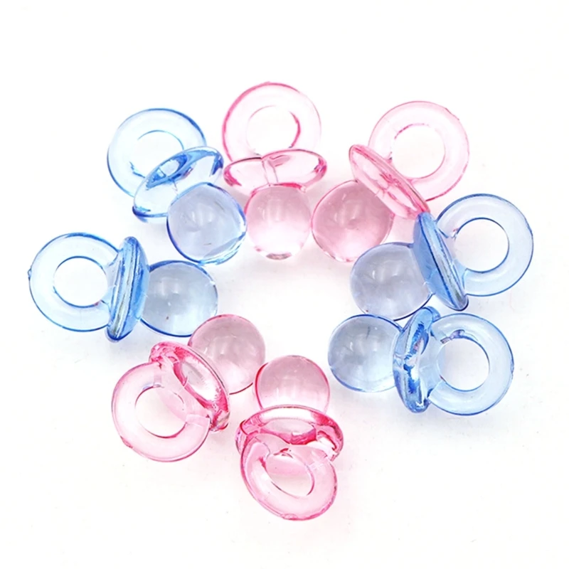 Pack of 50Pcs Acrylic Pacifiers for Baby Shower Game and Gender Reveal Party Decorations Blue/Pink Gift