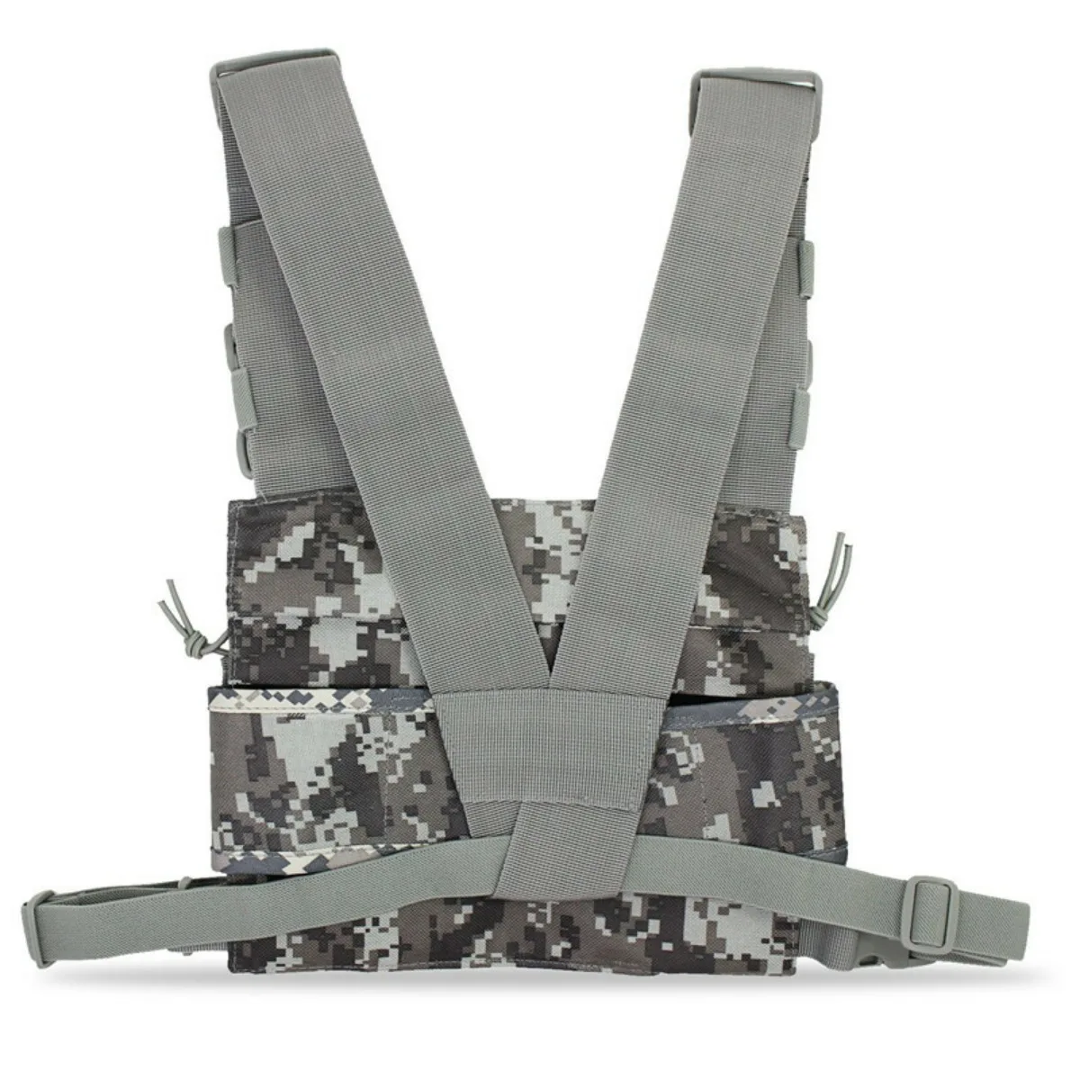Camouflage Tactical Chest Harness Holster Pack, Radio Chest Pocket Vest Front Bag Outdoor Communication DIY Accessory