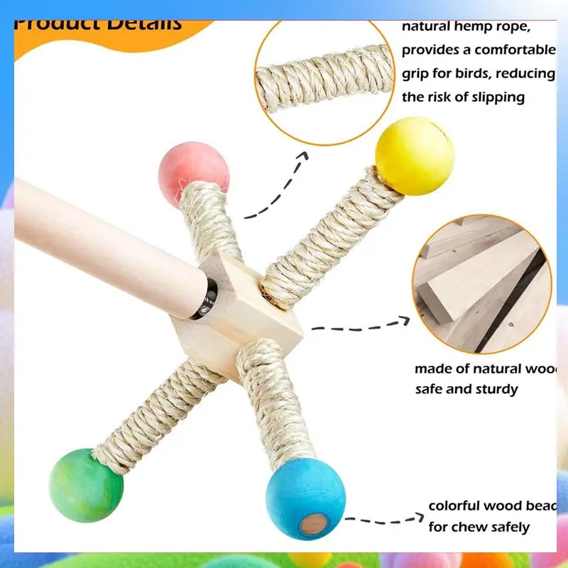 

Bird Stand Perch Toy,Interactive Parakeet Toys,Wooden Exercise Wheel Parrot Toy, Enrichment Cockatiel Toy For Birds Cage-AA25