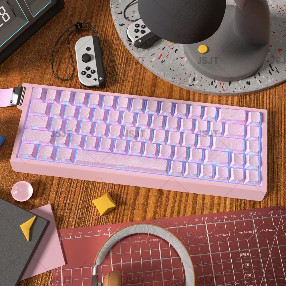 136 Keys/set Pink Contour Keycaps PBT Dye Subbed Side Printed Backlit Key Caps Cherry Profile Keycap For Wooting60/ND63/68/HI75