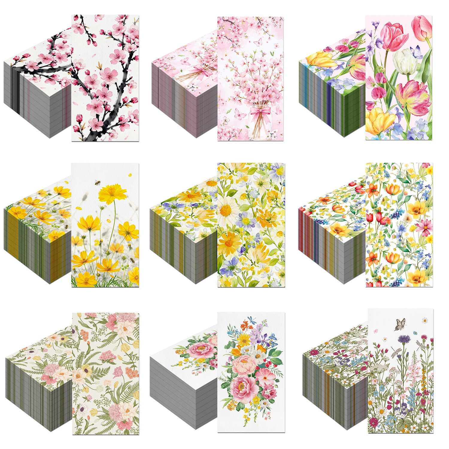 Servilletas florales con diseño de flores de primavera, vajilla desechable, papel para cena, decoración para bodas, cumpleaños, suministros para fiestas, 20/40 Uds.
