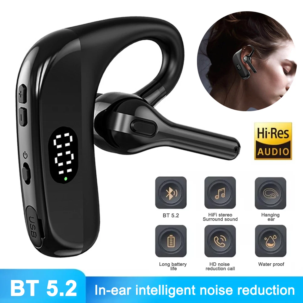 

Wireless Bluetooth Headset ENC Noise Reduction Wireless Headset Digital LED Power Display HiFi Stereo Bluetooth 5.2 Earphones