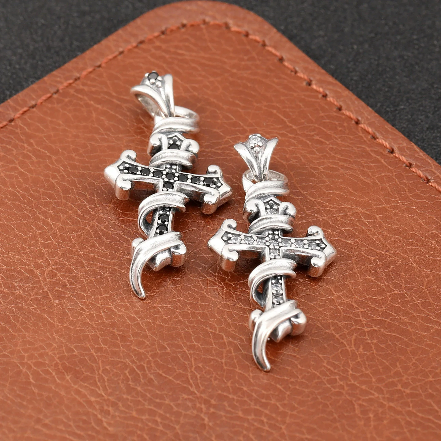 

Подвеска-крестик SPure из серебра S925 с лозой для пар, двусторонний трехмерный подвесной кулон-колье с боковой подвеской