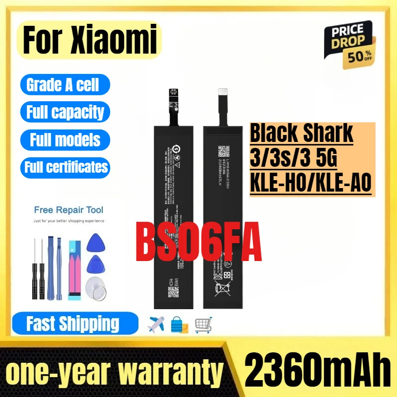 

BS06FA for Xiaomi Black Shark 3/3s/3 5G/KLE-HO/KLE-AO Phone Battery High Quality High Capacity Replacement Bateria with Tools