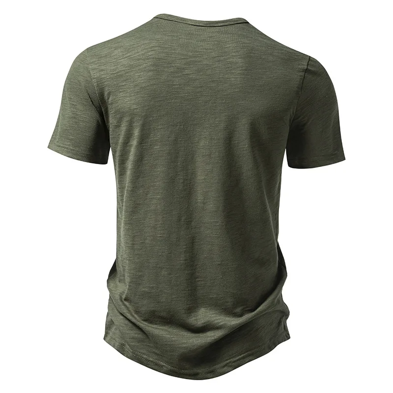 2026 Herren V-Ausschnitt Bambusfaser T-Shirt Mittelstreifen 4-Knopf Kurzarm Eng Anliegend Atmungsaktiv Lässig Sommer Alltags-Oberteil – Detail 27