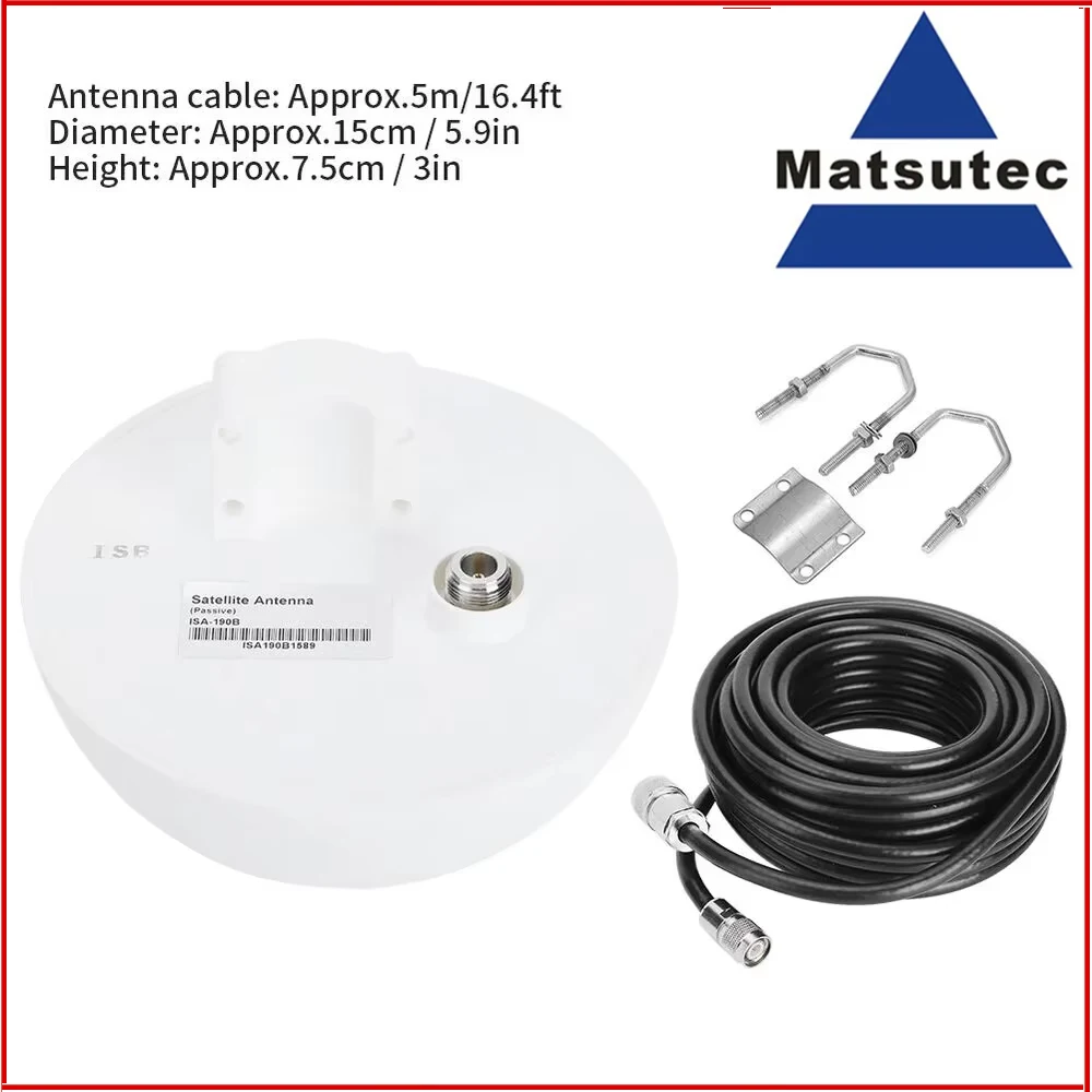 Matsutec ISA190B for 9555/9575 IRIDIUM Marine Satellite Antenna with 10 meter(33Foot) cable