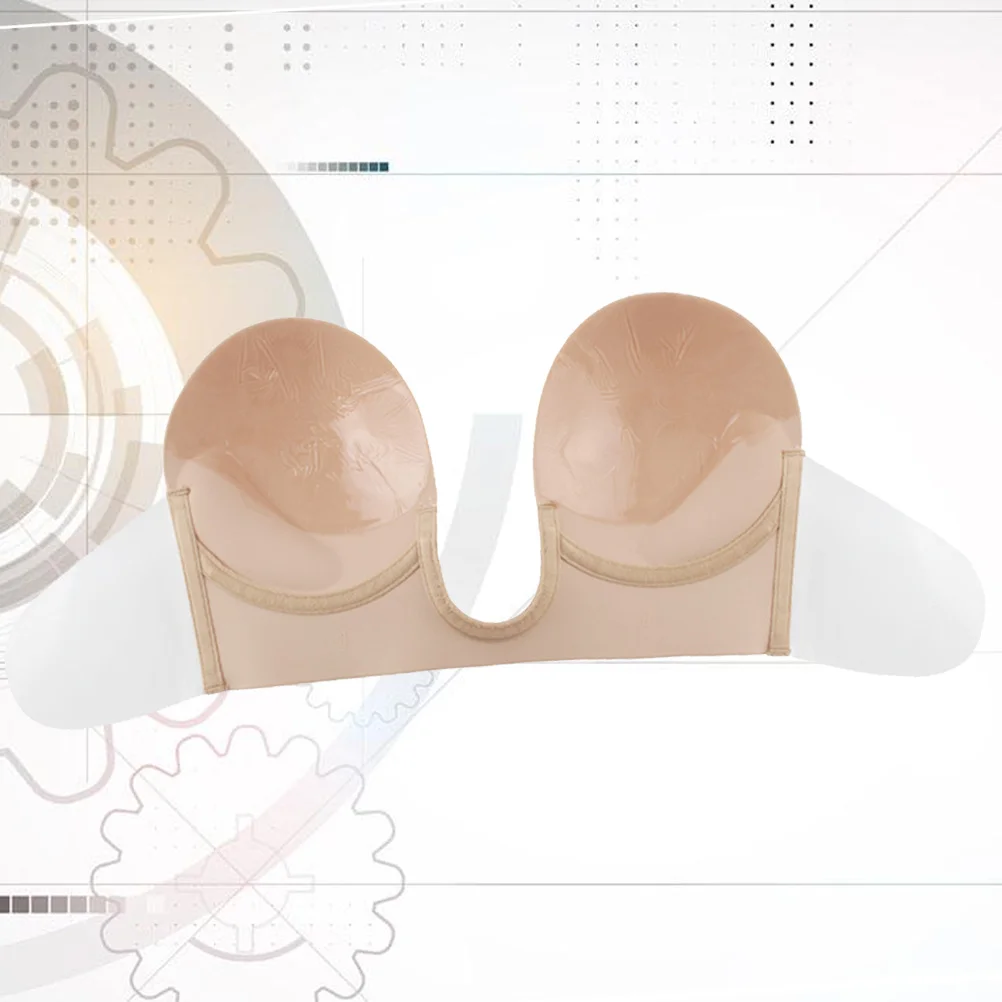 

Silicone Strapless Backless Bra Cover Size D Cup Push Up Reusable Pasties Invisible Adhesive Skin Color for Women Party Dress