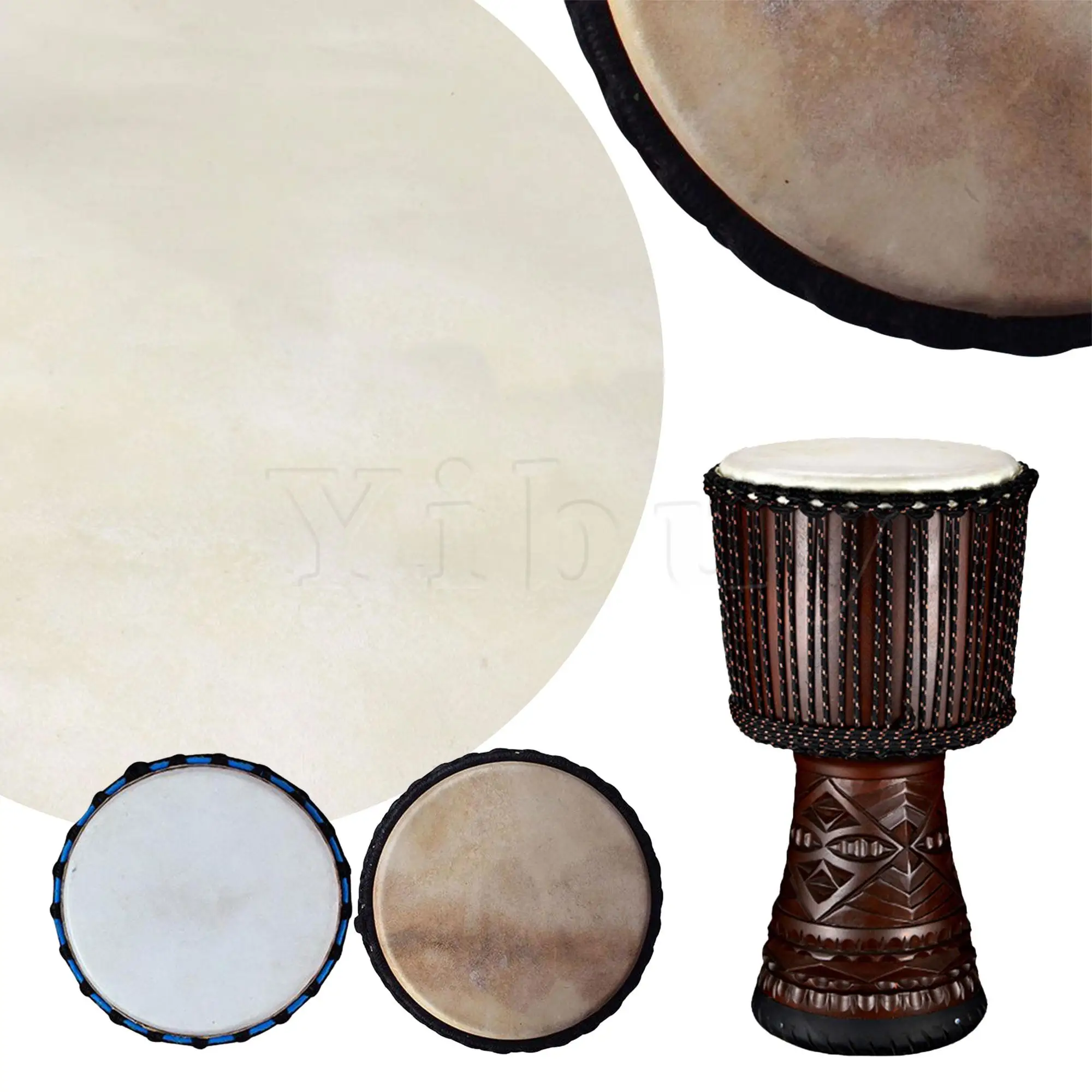 Yibuy 2Pcs African Tambourine Drum Head Cover 12\