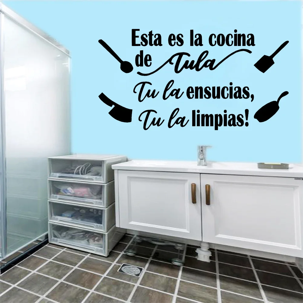 Spanish Wall Decals Kitchen Food Para Pared Esta ES La Cocina De Tula Textos Biblicos Decorativos Peel And Stick