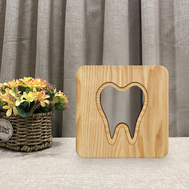 3D Tooth LED Wood Desk Lamp for Kids, Bedroom Bedside Night Light, Warm White LED Lighting, Creative Home Decorative Table Lamp